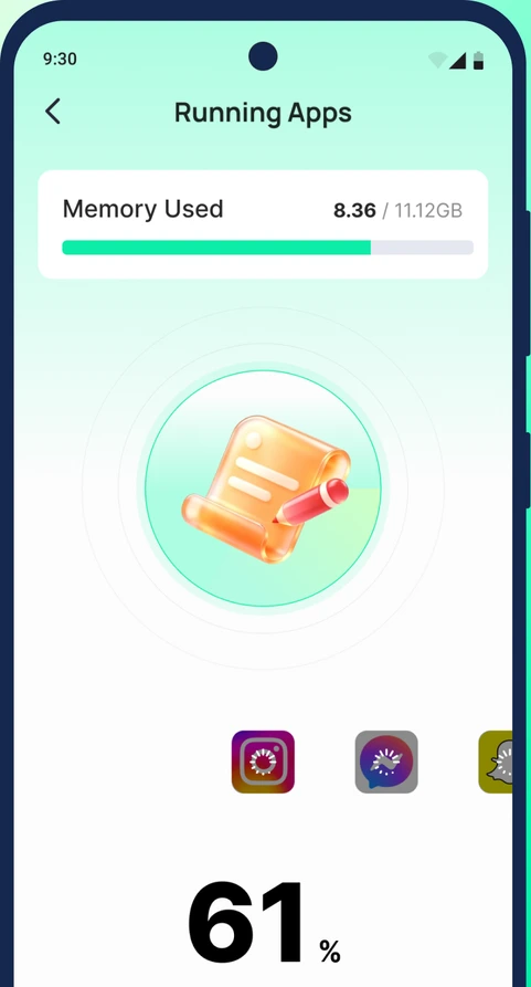 RUNNING APPS preview in the TidyByte Android app